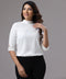 Malbec Solid White Half Sleeve Top