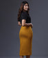 Bodycon Midi Ponte Mustard Skirt