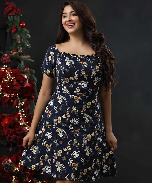 Puffed Sleeve Off Shoulder Mini Dress