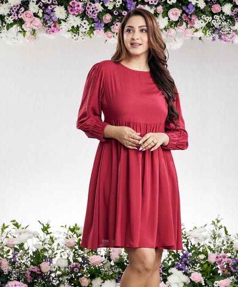 Candice Two Way Babydoll Maroon Dress