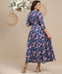 Sweetheart Half Sleeve Midi Printed Dress