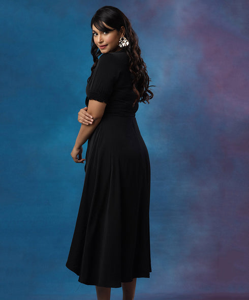 Wrap Around Chiffon Black Maxi