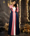 Pink Blue Off White Panel Chiffon Maxi