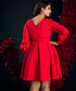 Back Vcut Skater Red Dress