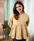 Loose Fitted Cotton Beige Top