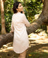 Front Buttoned Beige Short Linen Dress