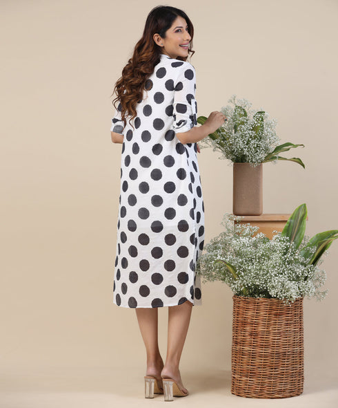 Large Polka Printed Kurtha Dress