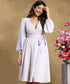 Vneck Midi Length Lantern Sleeve Dress