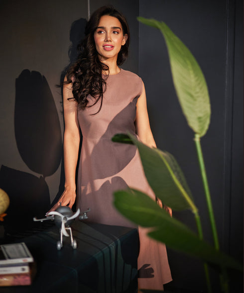 Ankle Length Linen Shift Dress