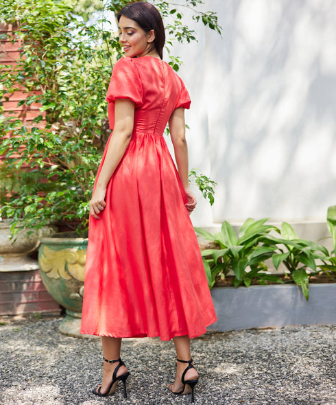 Linen Front Cut Out Maxi Dress