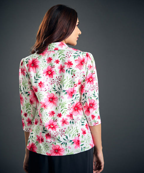 Pink Floral Work Wear Blazer