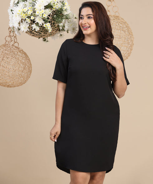 Loose Fitted Basic Black Dress