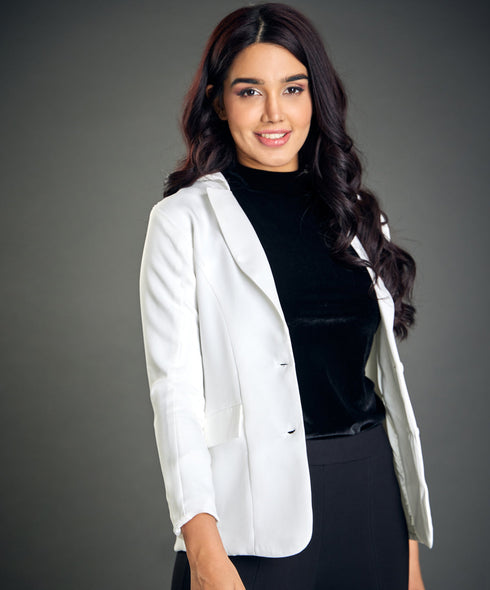 White Oversized Blazer With Lapels