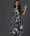 Half Sleeve Pleated Printed Formal Dress