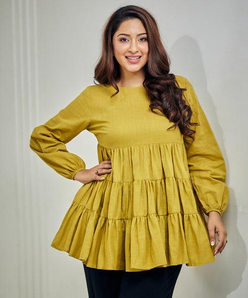 Long Sleeve Loose Fitted Peplum Top