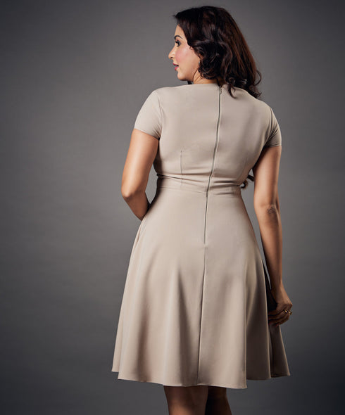 Shank Attached Mini Beige Dress