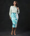 Bodycon Green Printed Midi Skirt