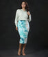 Bodycon Green Printed Midi Skirt