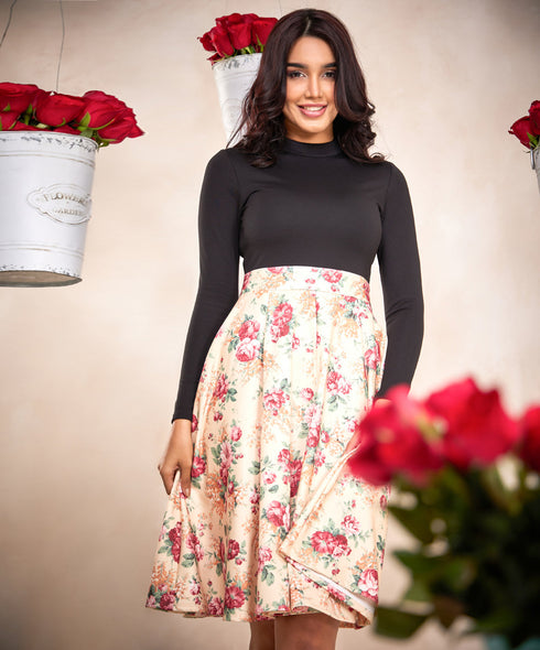 Two Tone Scuba Printed Dress