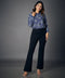 Flared Work Ponte Blue Pants