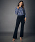 Flared Work Ponte Blue Pants