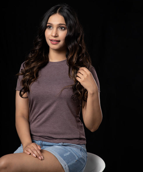 Brown Basic Crew Neck Tshirt