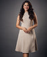 Slanted Panel Skater Beige Dress
