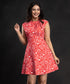 Red Aline Mini Printed Dress