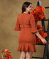 Frilled Half Sleeve Brown Mini Dress
