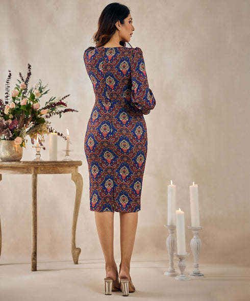 Sweetheart Neck Flounce Sleeve Layered Hem Dress