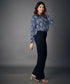 Flared Work Ponte Blue Pants
