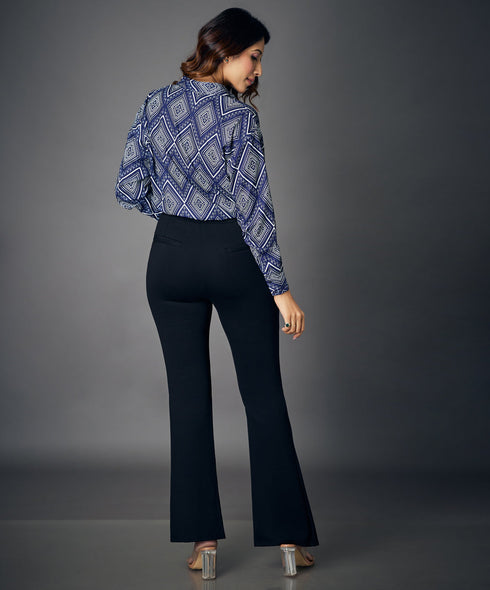 Flared Work Ponte Blue Pants