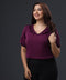 Vneck Frilled Half Sleeve Purple Top