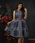 Blue And White Printed Skater Dress