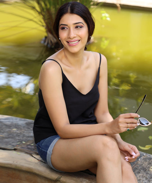 Black Linen Cami Top