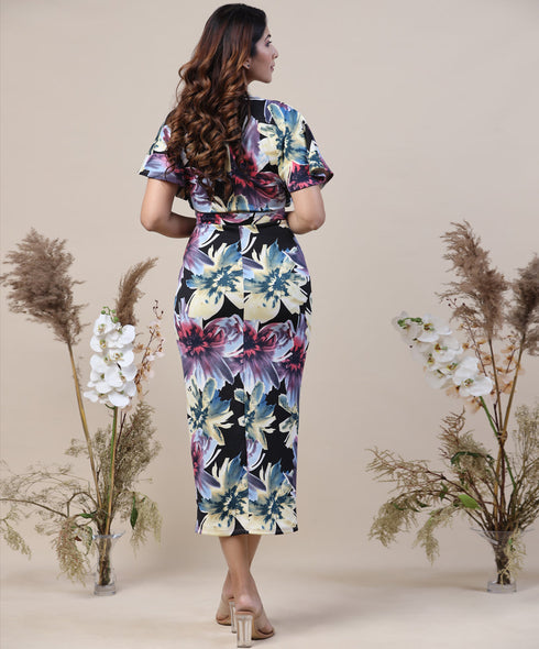 Front Detailed Shift Modern Printed Dress