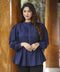 Navy Blue Linen Peplum Top