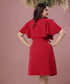 Flared Sleeve Shift Maroon Chiffon Dress