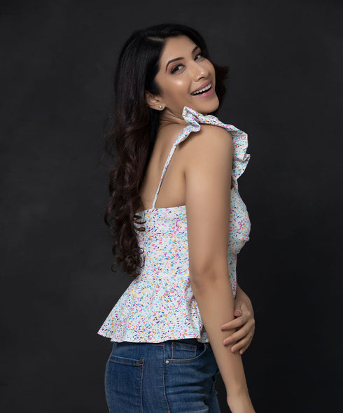 Colored Dots ITY Peplum Top