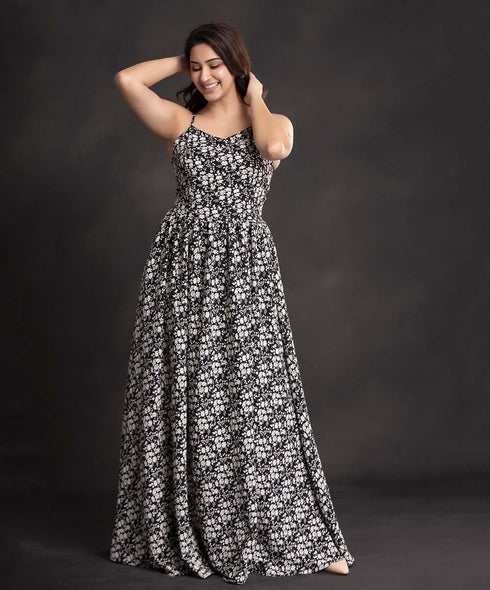 Strappy Detailed Printed Maxi