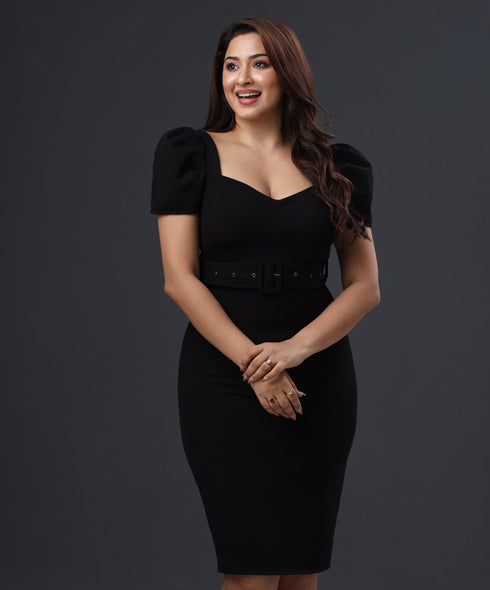 Sweetheart Neck Bodycon Black Dress