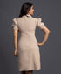 Beige Based Line Contrast Dress
