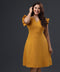 Mustard Vneck Opening Skater Dress