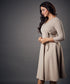 Side Looped Skater Beige Dress