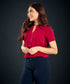 Front Scalloped Red Top