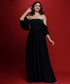 Black Tube Maxi With Flared Sleeve