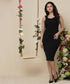 Cute Rib Bodycon Sweetheart Black Dress