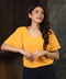 Vneck Double Flared Mustard Chiffon Top