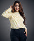 Long Sleeve Chiffon Yellow Printed Top