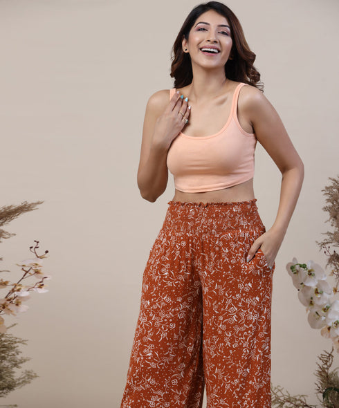 Orange Color Relax Fit Cotton Pant